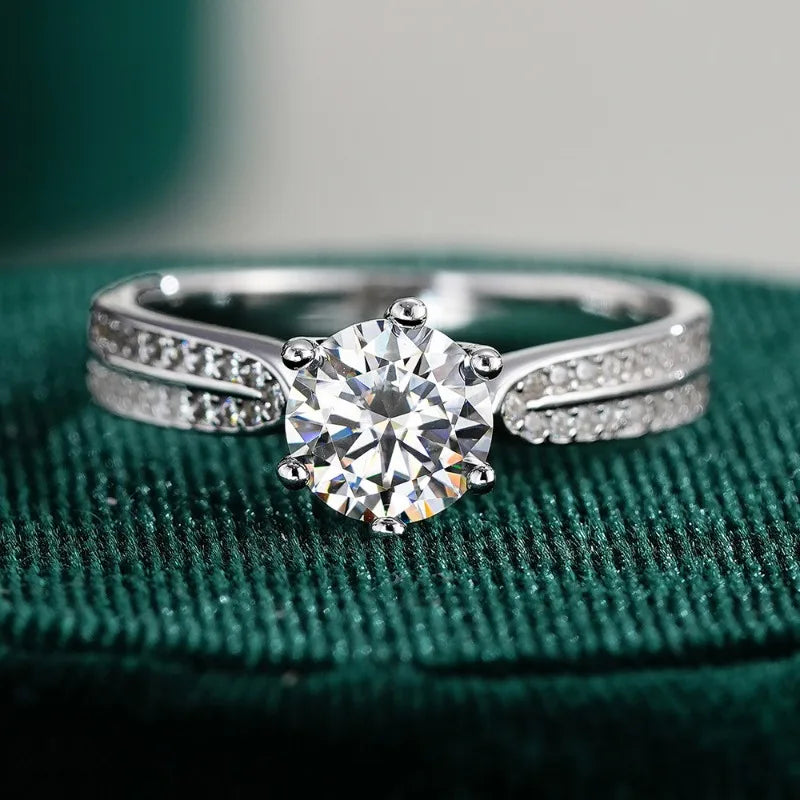 Girl Valentine's Day 18K White Gold Birthday Gift Rings 0.5/1/2/3CT Moissanite Diamond Women Wedding Band PT950 Platinum Jewelry
