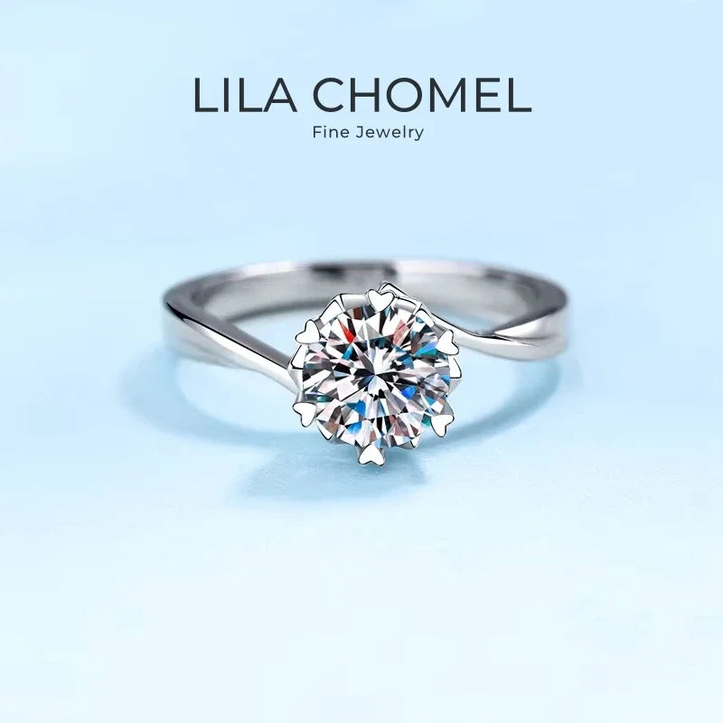 Women Wedding Band 18K White Gold Engagement Twisted Rings 0.5/1/2CT Moissanite Diamond Girlfriend PT950 Platinum Birthday Gift
