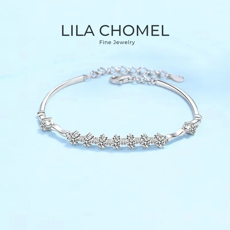 Wedding Jewelry 18K White Gold Bracelets Girlfriend Birthday Gift 1.35CT Moissanite Diamond PT950 Platinum Women Valentine's Day