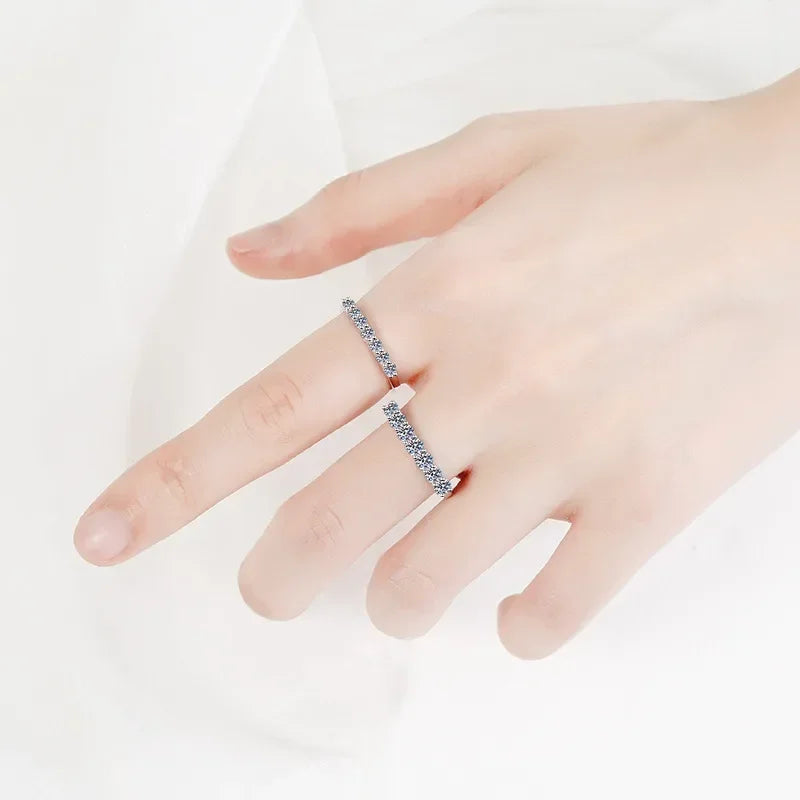 New Style 18K White Gold One Line Girl Birthday Gift Rings 0.28/0.7CT Moissanite Diamond PT950 Platinum Women Valentine's Day