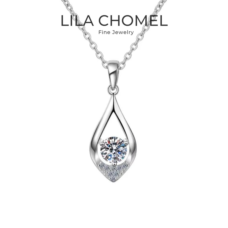 Lover Valentine's Day 18K White Gold Necklaces Women Wedding Moissanite Diamond 0.5CT Pendant PT950 Platinum Girl Birthday Gift