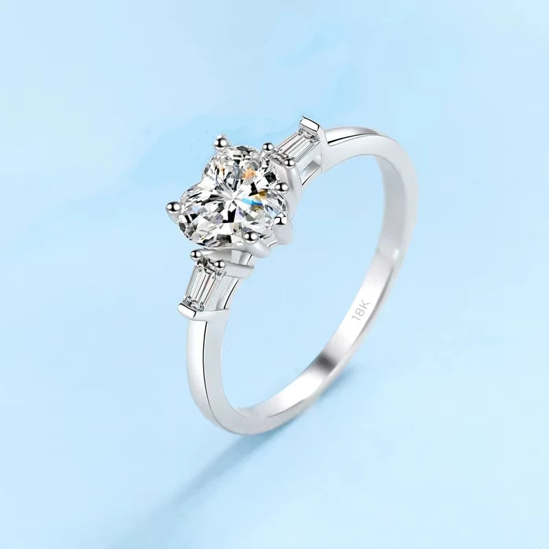 Designer Engagement Rings 18K White Gold Women Wedding Band Ring 1CT VVS1 D Color Moissanite Diamond Girlfriend Valentine's Day