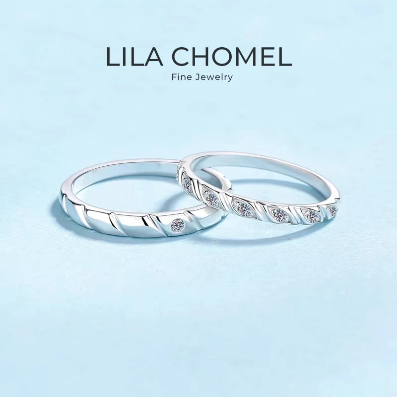 Lovers PT950 Platinum Women Men Wedding Bands Moissanite Diamond 0.12/0.25CT Girl Boy Birthday Gift Daughter Rings Fine Jewelry