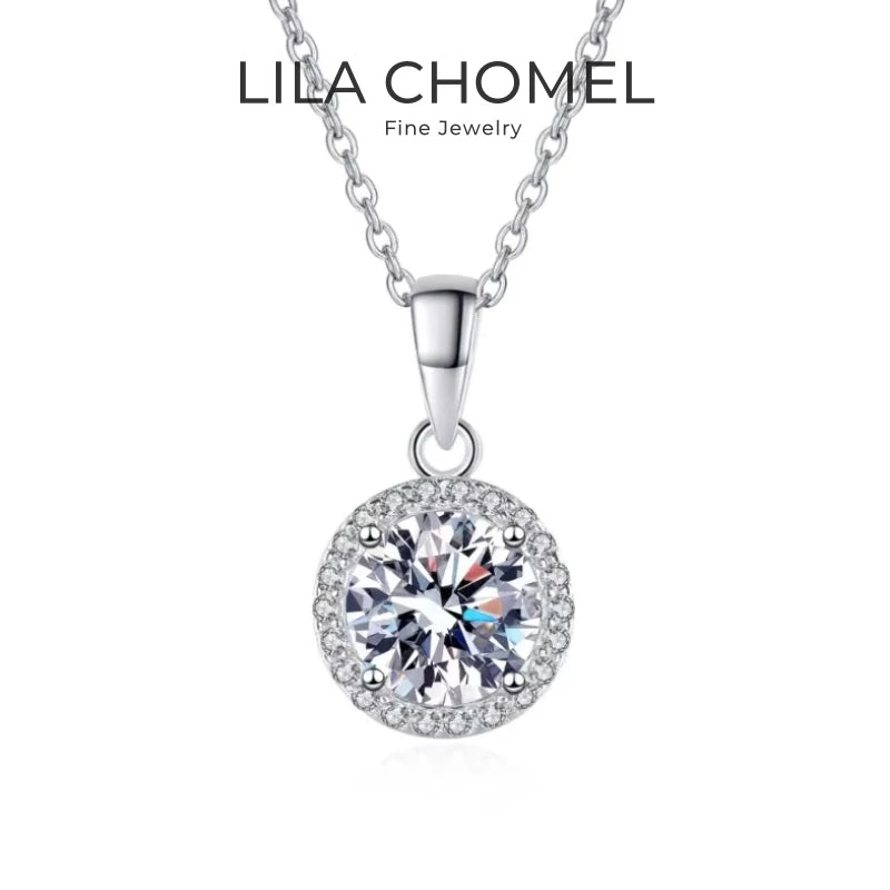 Women Valentine's Day 18K White Gold Wedding Girl Necklaces 1CT Moissanite Diamond Pendant PT950 Platinum Daughter Birthday Gift
