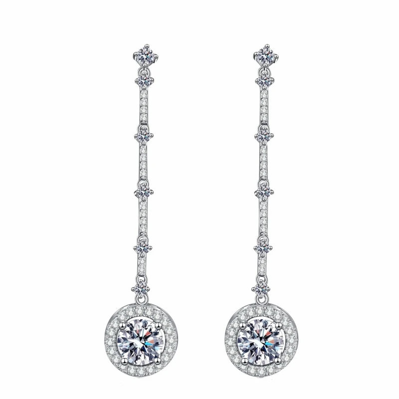 Girl Birthday Gift 18K White Gold Wedding Drop Earrings 2CT Moissanite Diamond Women Valentine's Day PT950 Platinum Fine Jewelry