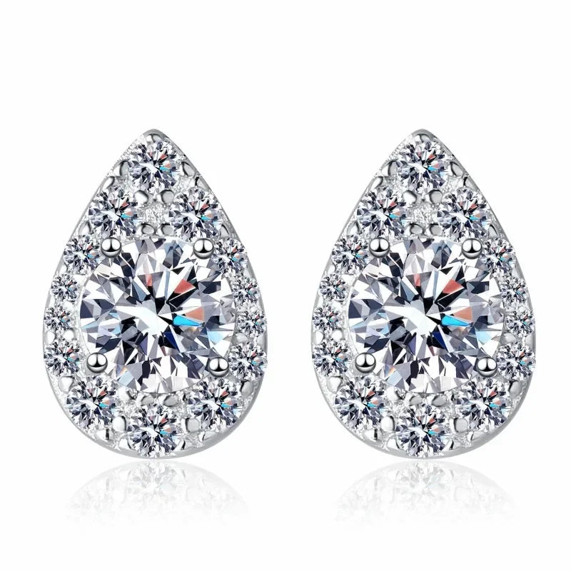 Classic Girl Birthday Gift PT950 Platinum Water Drop Earplug Stud Earrings 0.5/1CT Moissanite Diamond Women Wedding Fine Jewelry