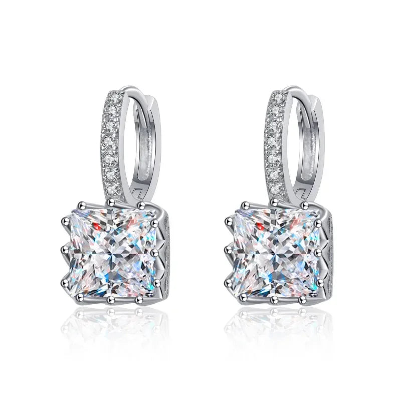 Girlfriend Birthday Gift Platinum PT950 Women's Wedding 1/2/4CT Square Moissanite Diamond Drop Earrings Jewelry Valentine's Day