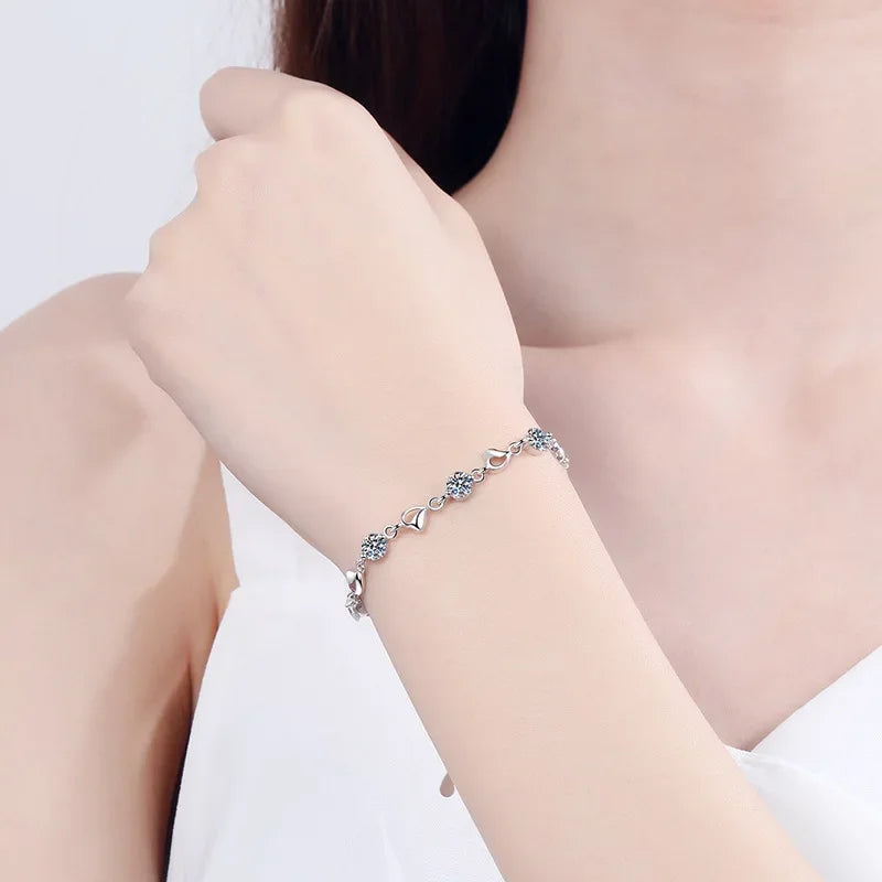 Pulseiras de platina PT950 para presente de aniversário de filha e namorada, dia dos namorados, 3,5 ct, diamante moissanite, joias finas para casamento