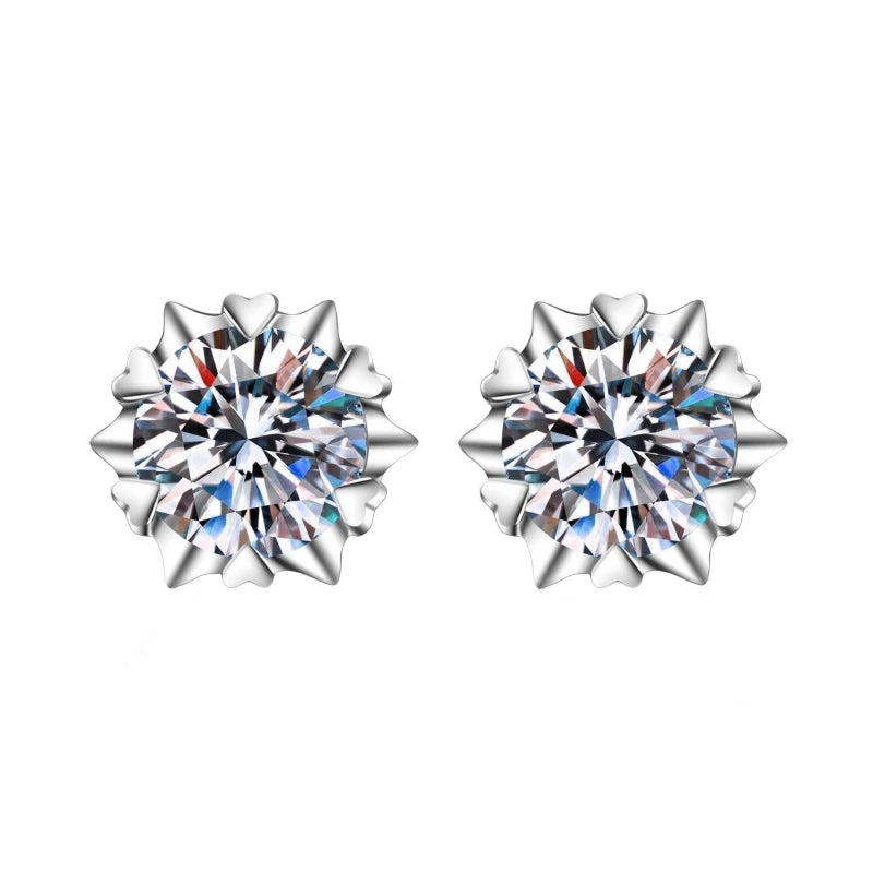 Wife Birthday Gift 18K White Gold Girl Stud Earrings 0.3/0.5/1/1.5/2CT Moissanite Diamond PT950 Platinum Women Valentine's Day