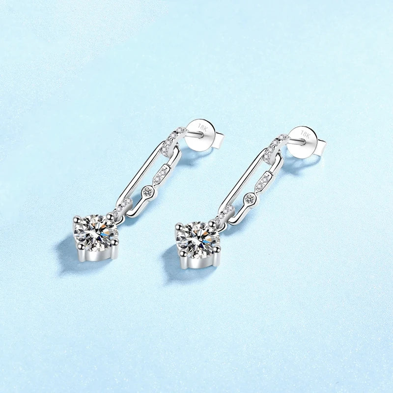 Girl Valentine's Day Tassel Long Style 18K White Gold Women Wedding Drop Earrings 1/2Carat Moissanite Diamond Girl Birthday Gift