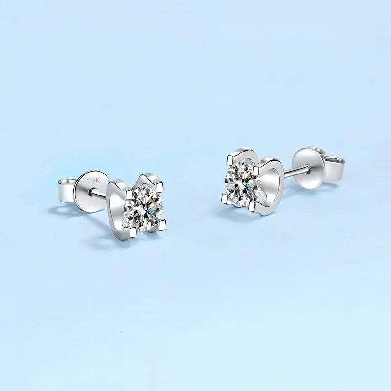 Girlfriend Birthday Gift White Gold 18K Earplug Stud Earrings D Color VVS 0.5/1CT Moissanite Diamond Women Wedding Fine Jewelry