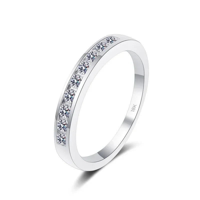 Aliança de casamento feminina em ouro branco 18K com diamante moissanita 0,27 ct, presente de aniversário para meninas, joias finas para filha, dia dos namorados