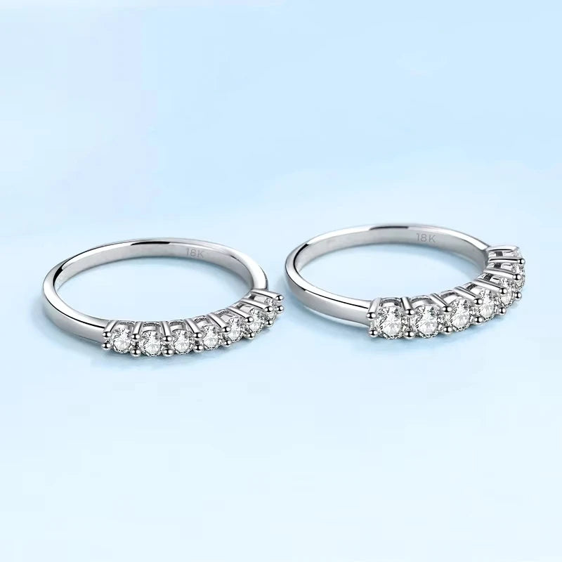 New Style 18K White Gold One Line Girl Birthday Gift Rings 0.28/0.7CT Moissanite Diamond PT950 Platinum Women Valentine's Day