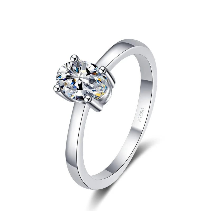 New Style Female PT950 Platinum Wedding Band for Women VVS1 D Color 1CT Pigeon Egg Shape Moissanite Diamond Luxury Fitting Party