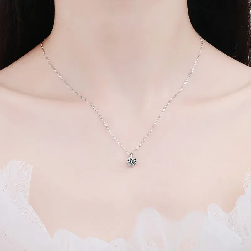 Daughter 18K White Gold Necklaces Women Wedding 1/2/3CT VVS D Color Moissanite Diamond Pendant PT950 Platinum Girl Birthday Gift