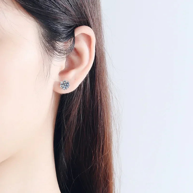 Wife Birthday Gift 18K White Gold Girl Stud Earrings 0.3/0.5/1/1.5/2CT Moissanite Diamond PT950 Platinum Women Valentine's Day