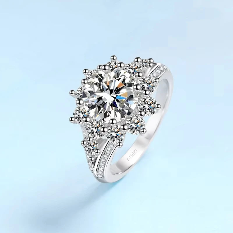 Girlfriend Valentine's Day Platinum PT950 Christmas Gift Rings 3CT VVS1 D Color Moissanite Diamond Wedding Band Women Birthday