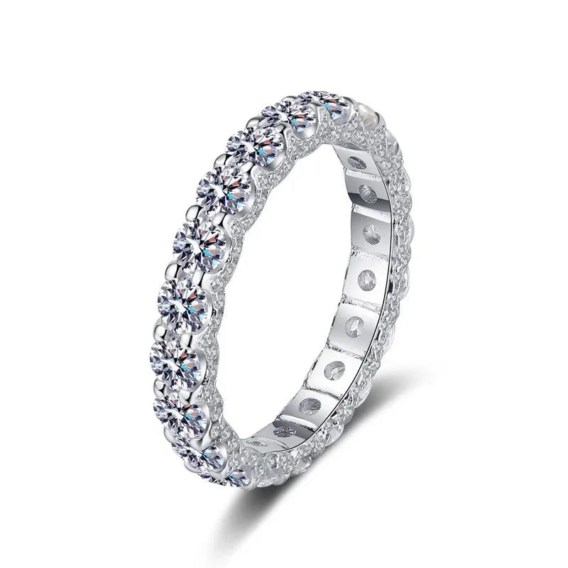 Women 18K White Gold Wedding Band 2.1CT Moissanite Diamond PT950 Platinum Girlfriend Birthday Gift Rings Valentine's Day Jewelry