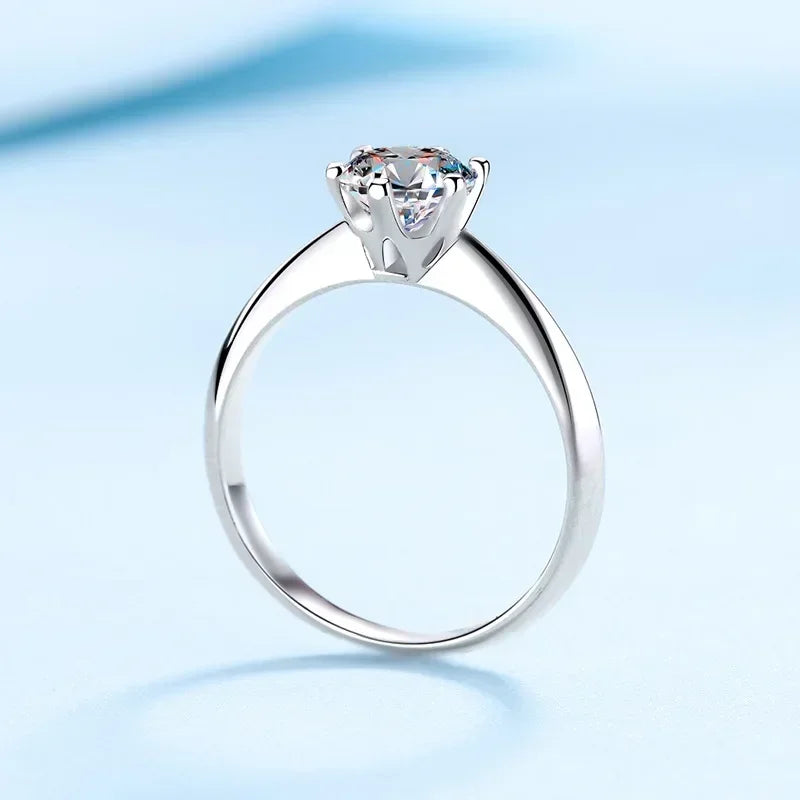 Classic Platinum Jewelry PT950 Female Rings Six Pronged 1/2/3/5carat VVS1 D Color Moissanite Diamond Best Wedding Ring for Women