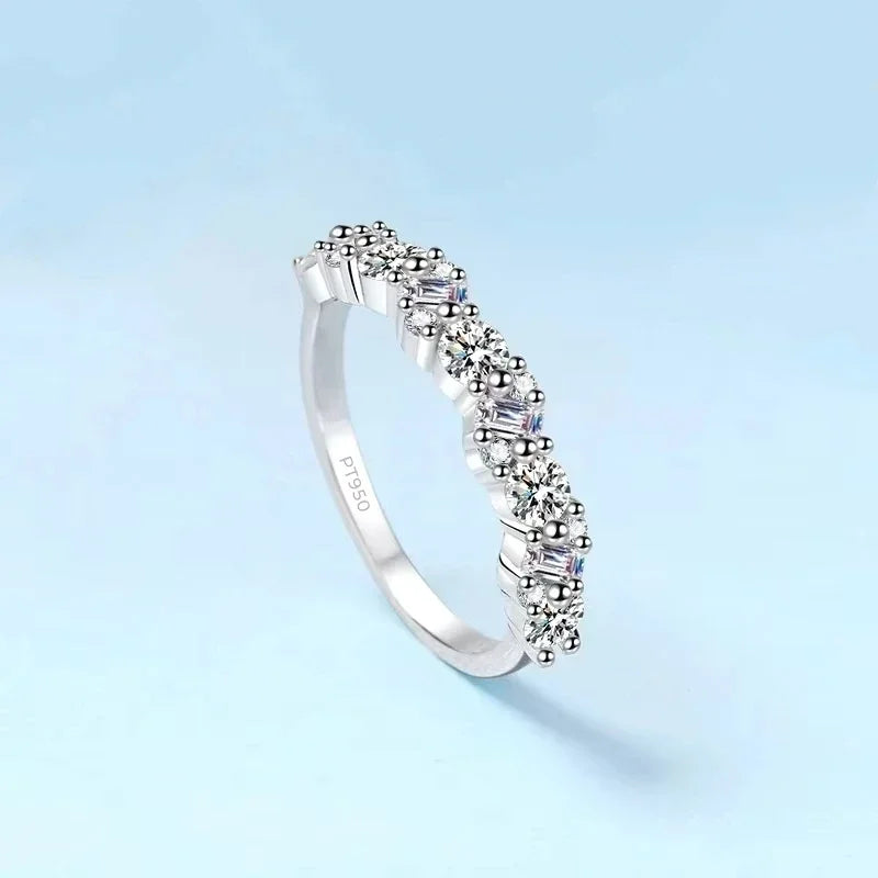 Girlfriend Valentine's Day PT950 Platinum Engagement Rings 0.9CT Moissanite Diamond Women Wedding Band Daughter Birthday Gift