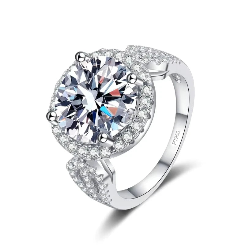 Fine Jewelry Engagement PT950 Platinum Girl Rings 5 Carat VVS1 D Color Moissanite Diamond Women Birthday Gift Wife Wedding Bands