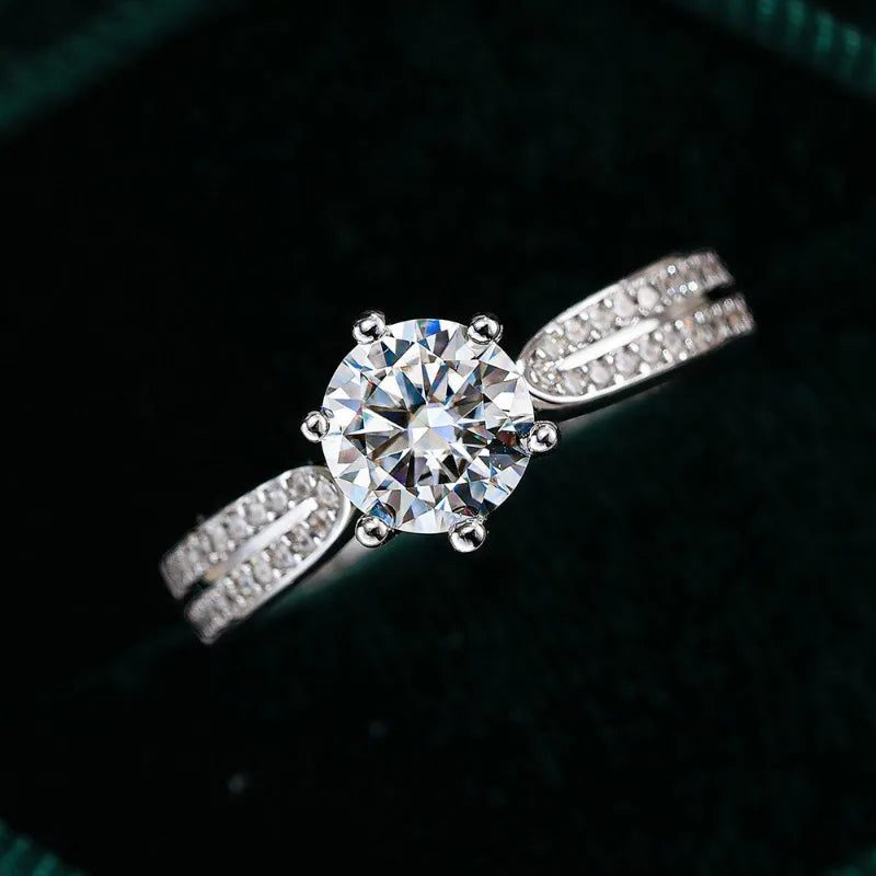 Girl Valentine's Day 18K White Gold Birthday Gift Rings 0.5/1/2/3CT Moissanite Diamond Women Wedding Band PT950 Platinum Jewelry
