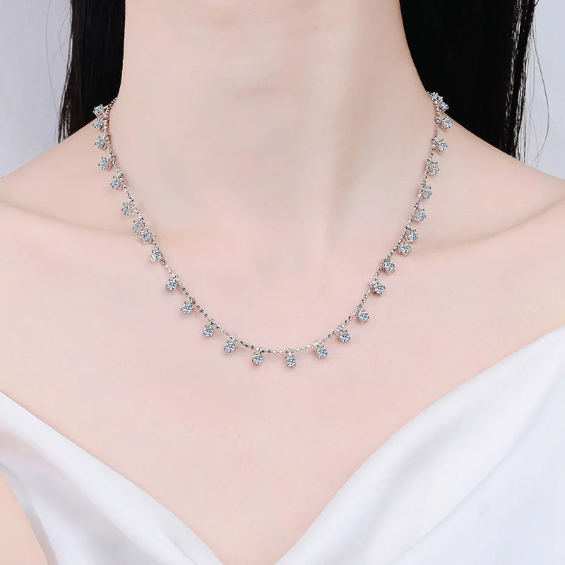 Platinum PT950 quality 3/9CT Moissanite Necklace for Women Sparkling Pendant Wedding Jewelry Round Cut Necklace Clavicular chain