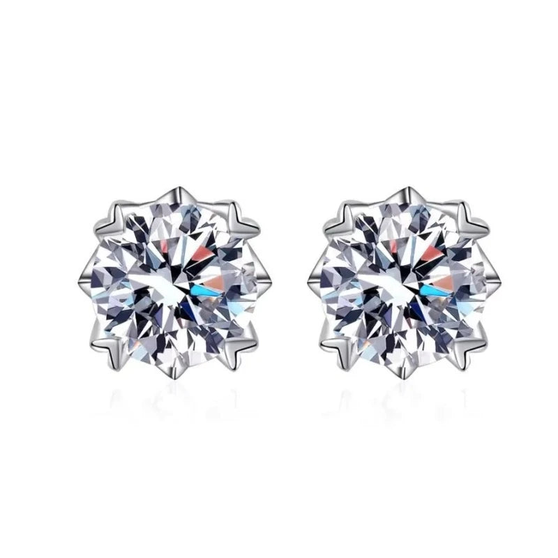Women Valentine's Day 18K White Gold Wedding Stud Earrings 0.5/1/2CT Moissanite Diamond PT950 Platinum Girl Birthday Gift Party