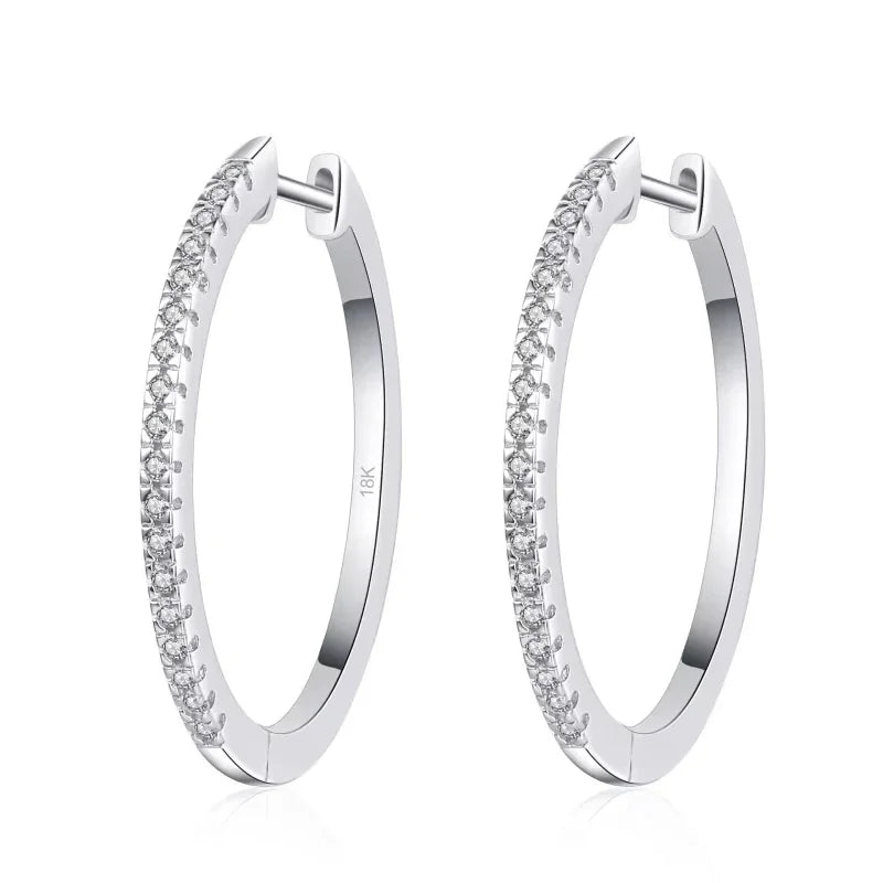 Women 18K White Gold Hoop Earrings Wedding Jewelry Moissanite Diamond 0.54CT Birthday Gift PT950 Platinum Girl Valentine's Day
