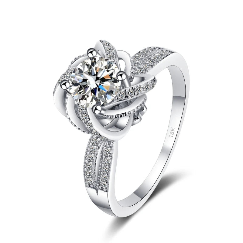 Designer Fine Jewelry Spiral Rose Girl Wedding Band 18K White Gold VVS1 D Color 1/2ct Moissanite Diamond Birthday Gift for Women
