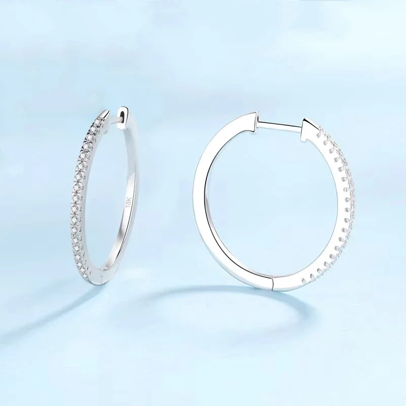 Women 18K White Gold Hoop Earrings Wedding Jewelry Moissanite Diamond 0.54CT Birthday Gift PT950 Platinum Girl Valentine's Day
