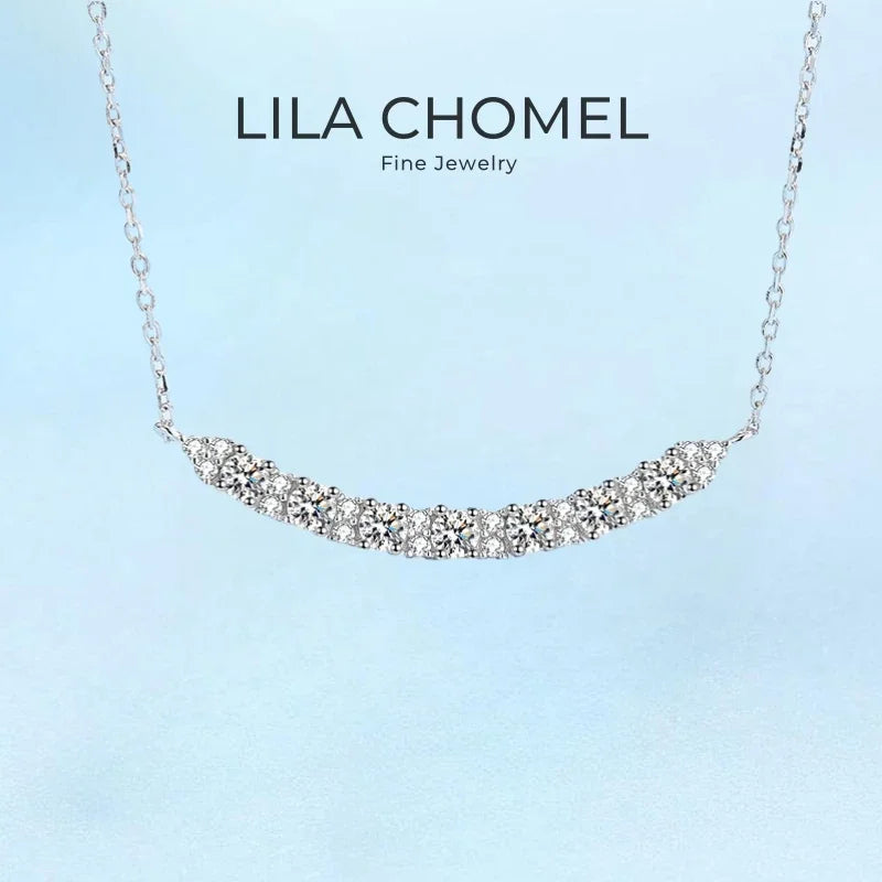Daughter Adult's Day 18K White Gold Women Wedding Smile Necklaces 0.7CT Moissanite Diamond PT950 Platinum Girl Birthday Gift ins