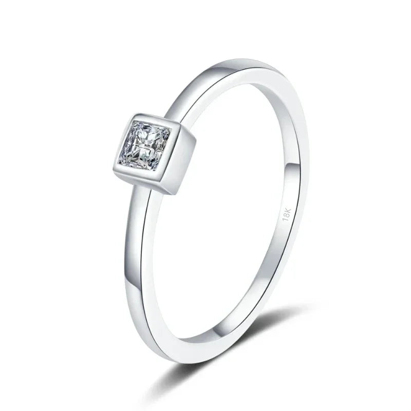 Fine Jewelry 18K White Gold Women Wedding Band Daughter Square Moissanite Diamond 0.3CT Girl Birthday Gift PT950 Platinum Rings