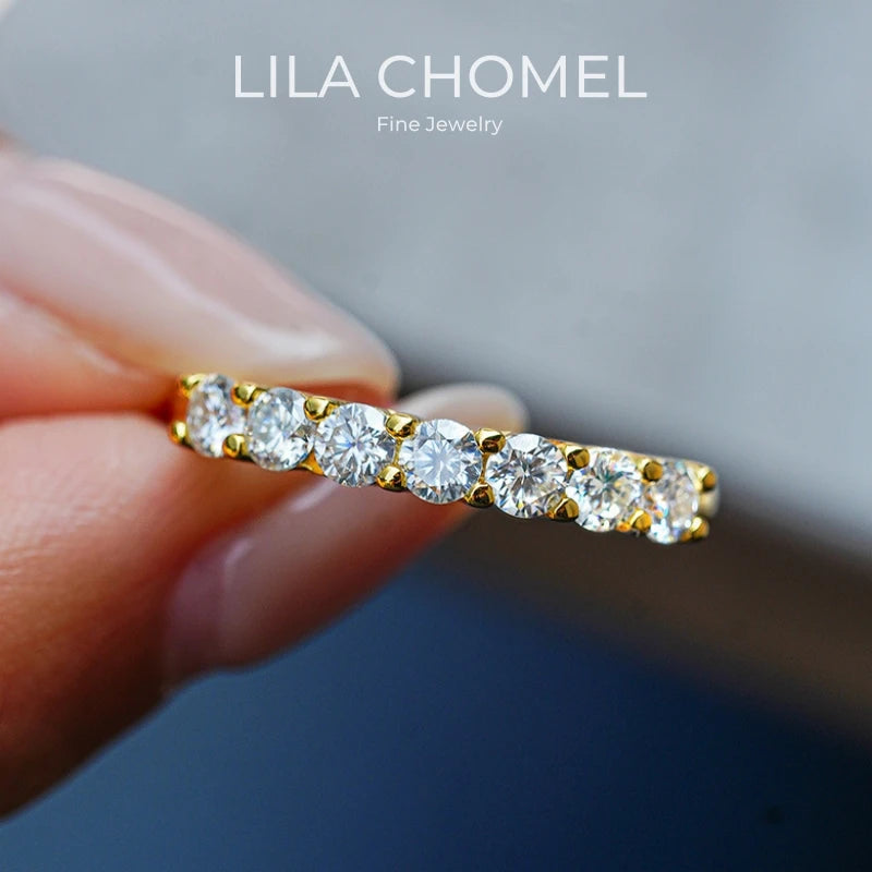Lover Valentine's Day 18K Gold Christmas Rings 0.7CT Moissanite Diamond Women Wedding Band Girlfriend Birthday Gift Fine Jewelry