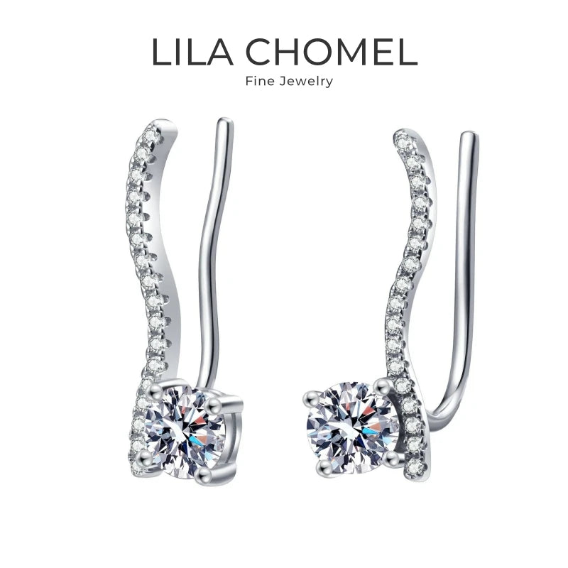 Girl Birthday Gift 18K White Gold Women Wedding Stud Earrings 1CT Moissanite Diamond Valentine's Day PT950 Platinum Fine Jewelry