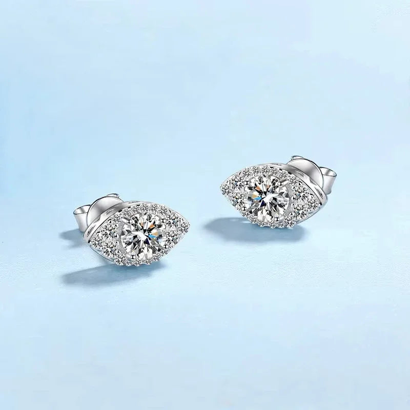 Girlfriend PT950 Platinum Earplug Stud Earrings Women Birthday Gift 1CT Oval Moissanite Diamond Valentine's Day Fine Jewelry INS