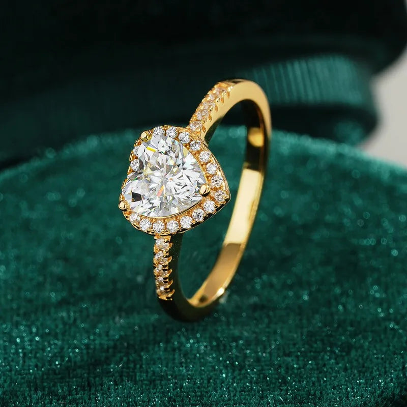 Girlfriend Valentine's Day 18K Gold Birthday Gift Rings 1CT Moissanite Diamond Women Engagement Lover Wedding Band Fine Jewelry