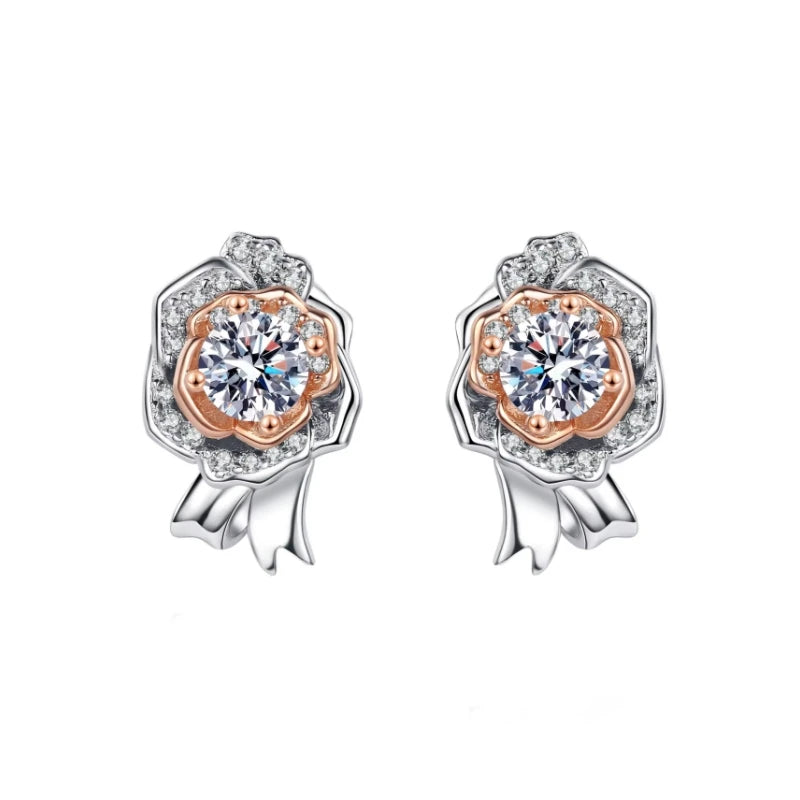 Lady 18K White Gold Earplug Stud Earrings Girl Birthday Gift 1CT Moissanite Diamond Women Wedding PT950 Platinum Valentine's Day