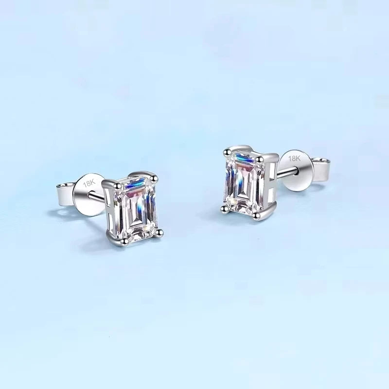 Women Valentine's Day 18K White Gold Stud Earrings Wedding Jewelry 1/2CT Moissanite Diamond PT950 Platinum Girl Birthday Gift