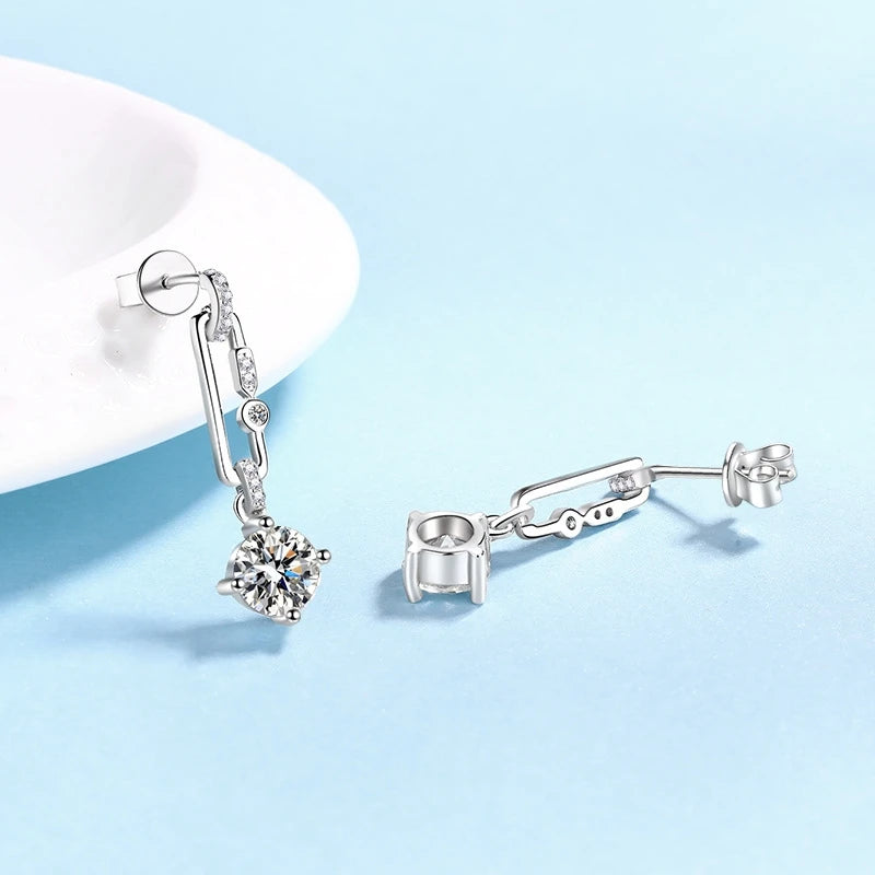 Lady Engagement Jewelry PT950 Platinum Tassel Long Style Drop Earrings Women Wedding 0.5CT Moissanite Diamond Girl Birthday Gift