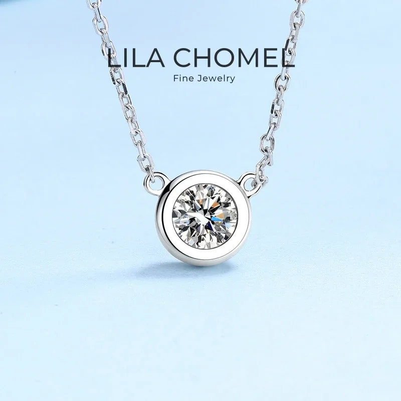 Daughter Adult's Day 18K White Gold Girl Birthday Gift 0.5/1CT Moissanite Diamond Women Valentine's Day PT950 Platinum Necklaces