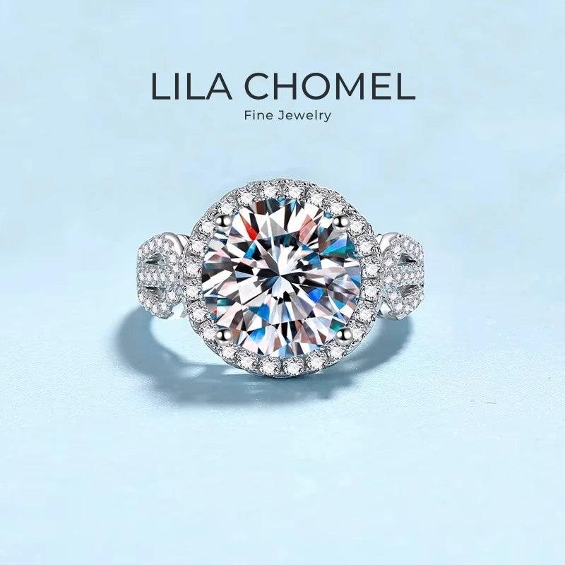 Fine Jewelry Engagement PT950 Platinum Girl Rings 5 Carat VVS1 D Color Moissanite Diamond Women Birthday Gift Wife Wedding Bands