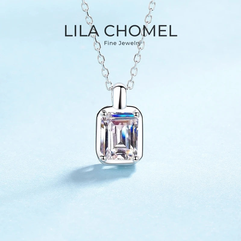 Daughter Adult's Day 18K White Gold Necklaces Girlfriend Birthday Gift 1/2CT Minimalist Square Pendant Women Valentine's Day Ins