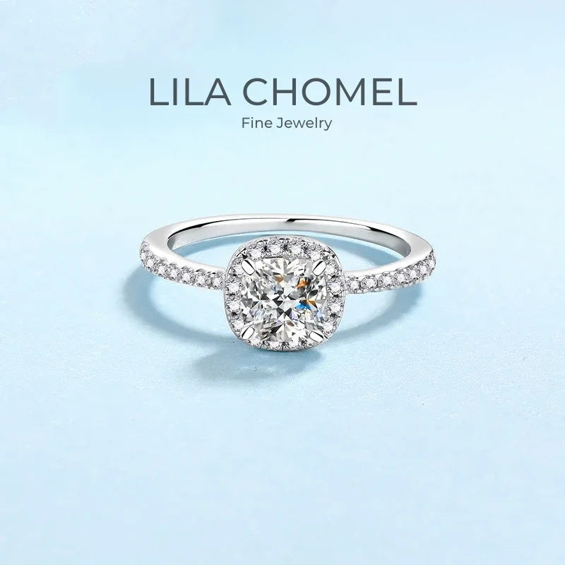 Anéis de Dia dos Namorados para Meninas PT950 Alianças de Casamento em Platina Moissanite Diamante 1 Quilate VVS Presente de Aniversário para Filha Joias Finas para Mulheres