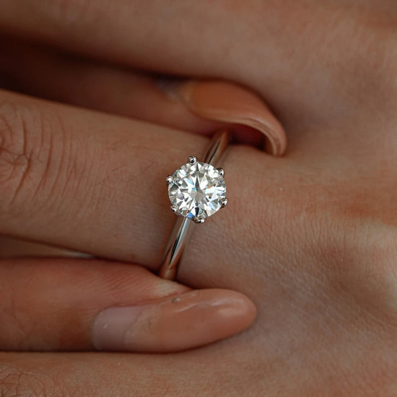 18K White Gold Wedding Band Moissanite Diamond Rings Girl Valentine's Day Women Engagement 0.5/1/2CT VVS1 D Color PT950 Platinum