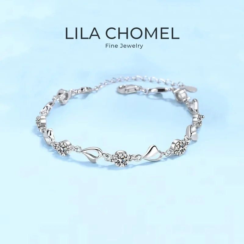 Pulseiras de platina PT950 para presente de aniversário de filha e namorada, dia dos namorados, 3,5 ct, diamante moissanite, joias finas para casamento