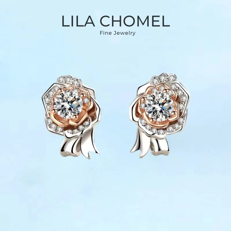 Lady 18K White Gold Earplug Stud Earrings Girl Birthday Gift 1CT Moissanite Diamond Women Wedding PT950 Platinum Valentine's Day