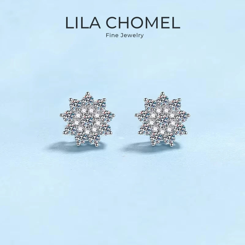Women Valentine's Day 18K White Gold Wedding Stud Earrings 0.708CT Moissanite Diamond PT950 Platinum Girlfriend Birthday Gift