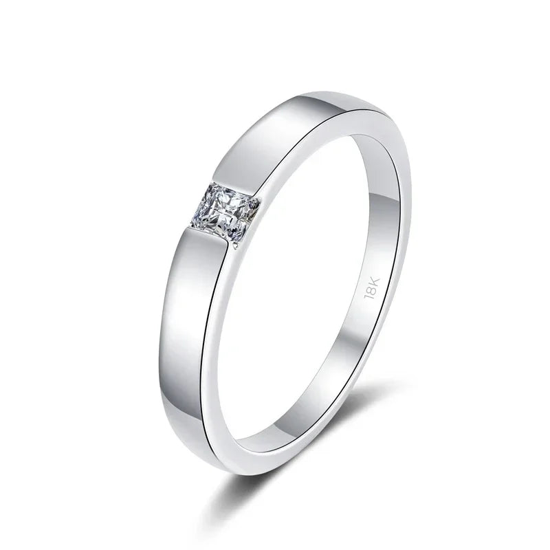 LOVERS Wedding Band 18K White Gold Women Men Engagement Rings 0.3CT Moissanite Diamond Girl Birthday Gift PT950 Platinum Jewelry