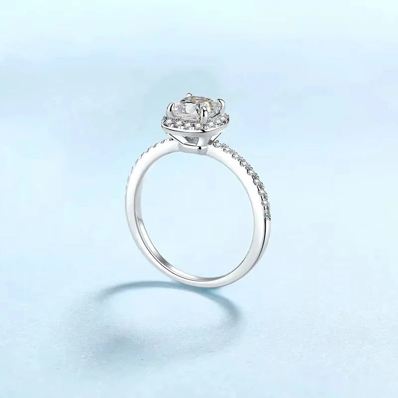 Engagement 18K White Gold Women Wedding Band 1CT VVS DColor Moissanite Diamond Girl Birthday Gift Anniversary Day Daughter Rings